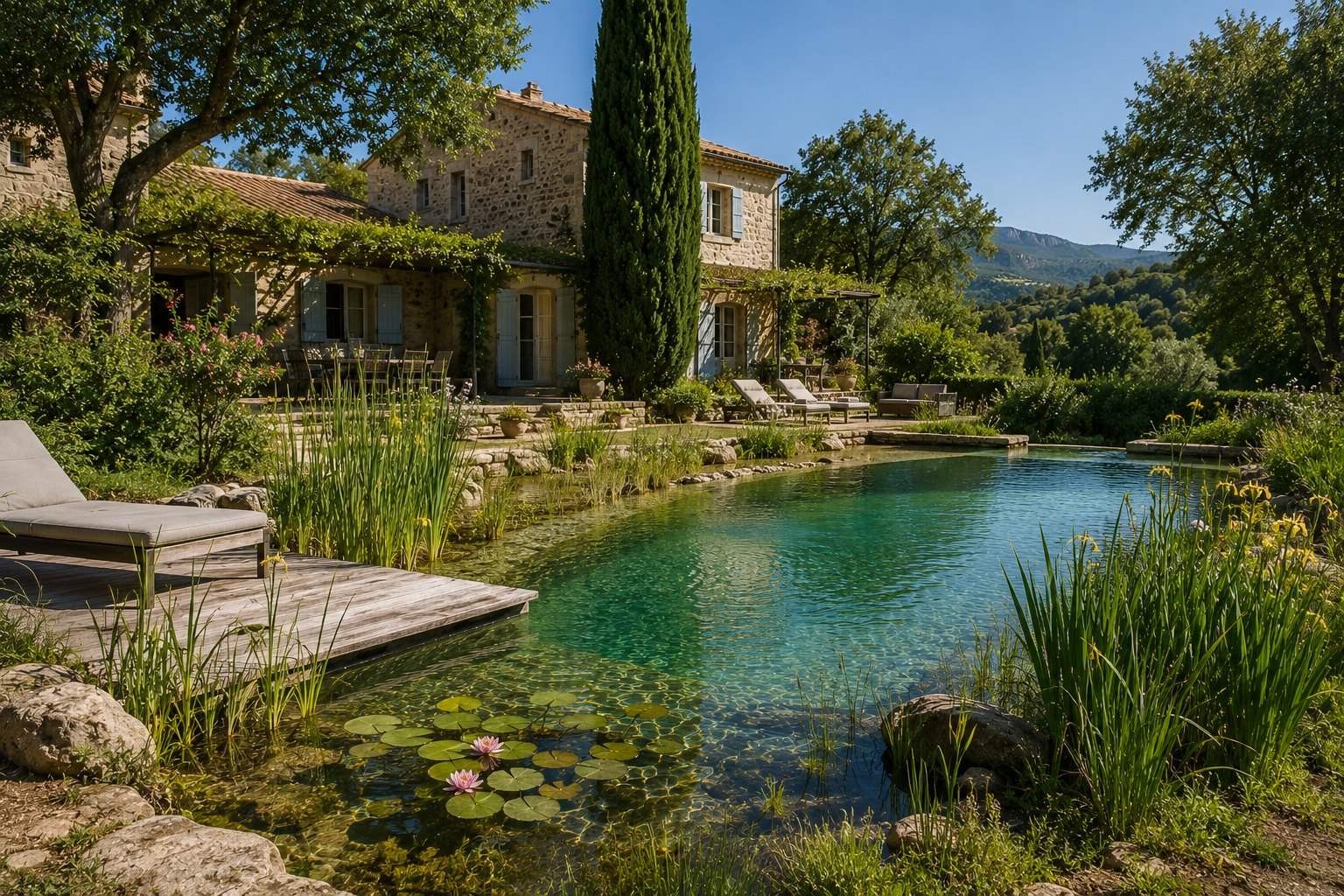 Natural pool and ecological basin: integrating with the garden rather than occupying it